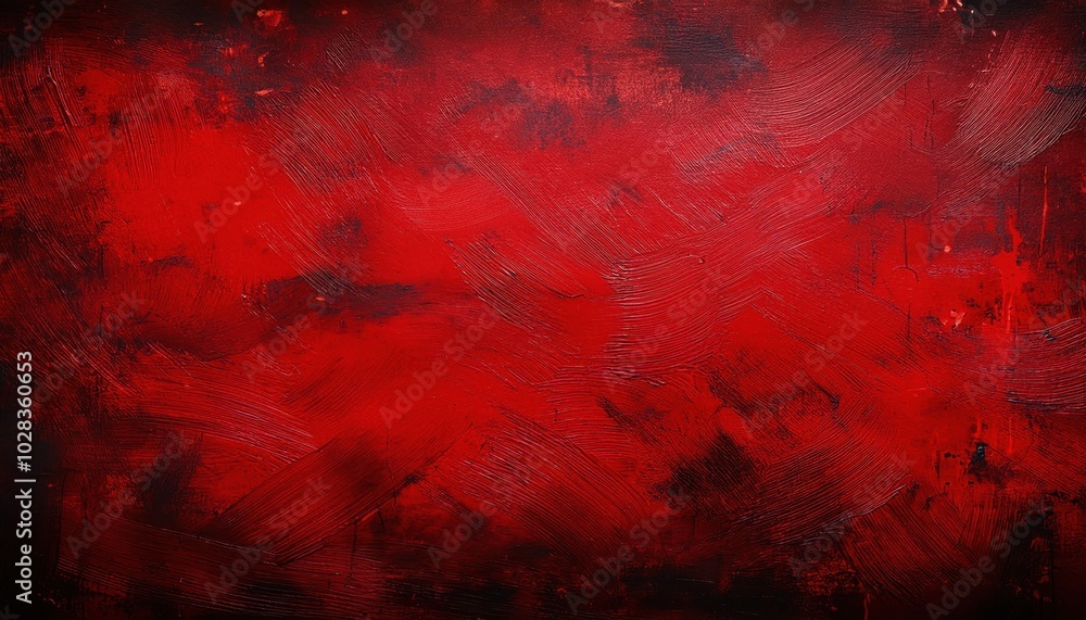 Poster deep crimson grunge texture with distressed brush strokes, dark scratches, and rugged patterns for i