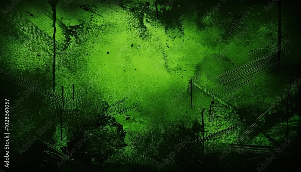Poster emerald shadows. grunge textured abstract with dark brush strokes and deep green layers for urban in