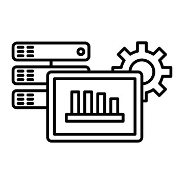 server data analysis with gear icon clip art preview