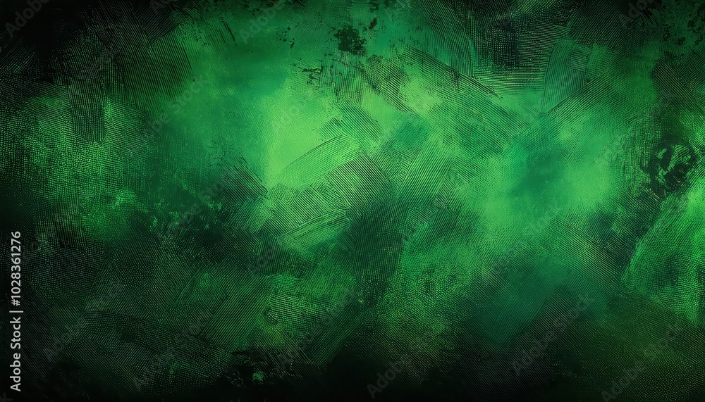 Poster emerald shadows. grunge textured abstract with dark brush strokes and deep green layers for urban in