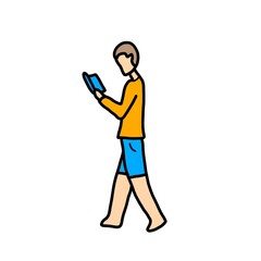 Young man reading book