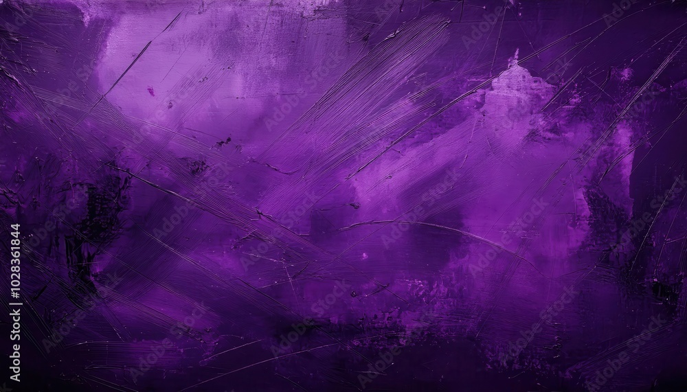 Poster deep violet grunge texture with abstract scratches and dark stains for bold design concepts or distr