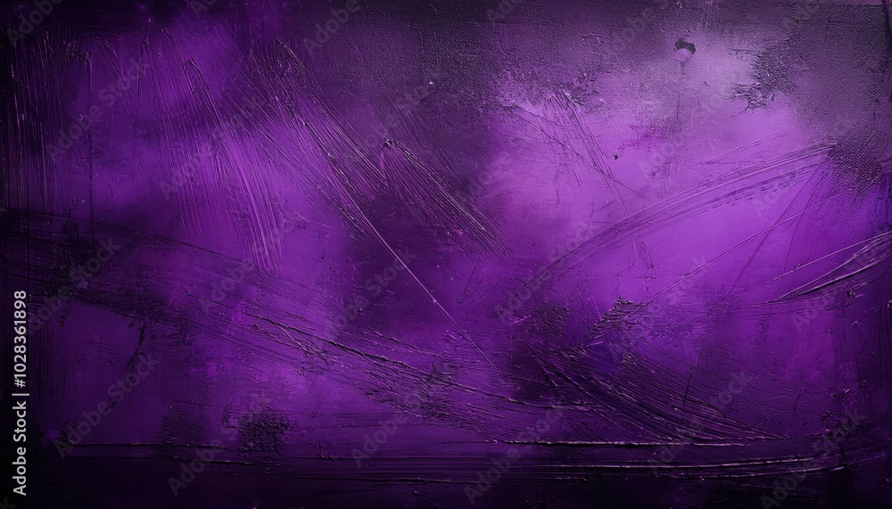 Poster deep violet grunge texture with abstract scratches and dark stains for bold design concepts or distr