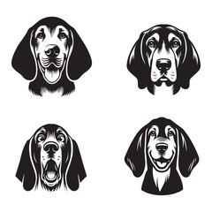 Collection of Bloodhound Dog Face vector illustration - Bloodhound Dog Silhouette Design 