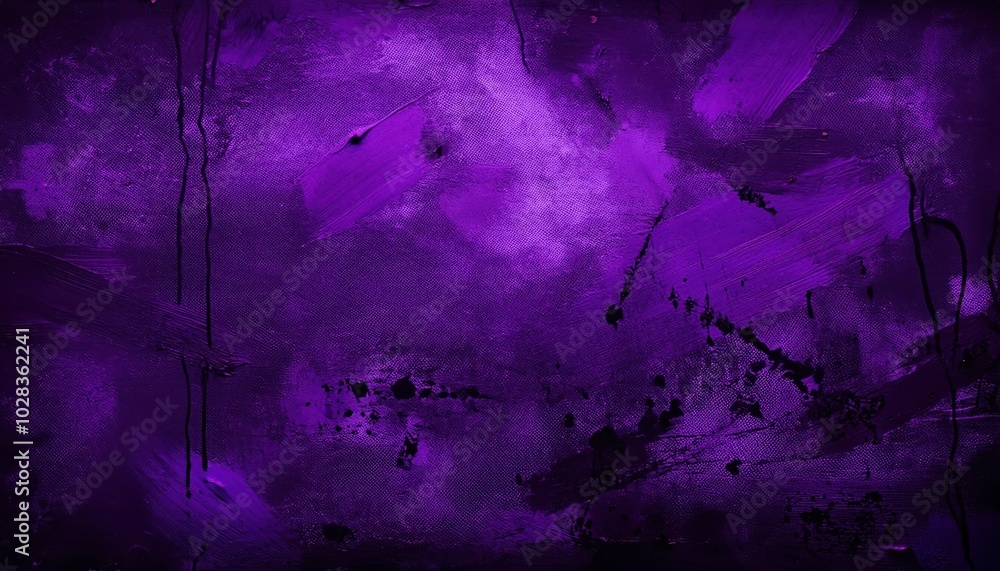 Poster deep violet grunge texture with abstract scratches and dark stains for bold design concepts or distr