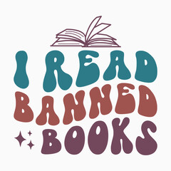 I read banned books svg retro t shirt design