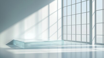 Modern Glass Podium in Bright Space