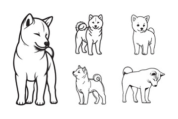 Hand-drawn depiction of an iconic Shiba dog in pose