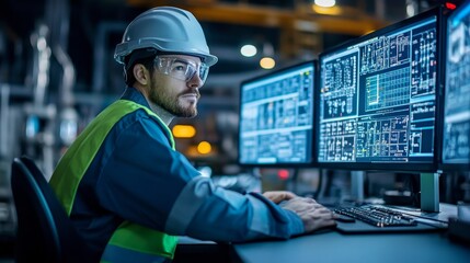 Fototapeta premium Engineer Operator Using Scada System, Generative AI
