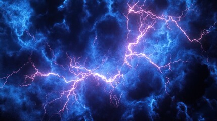Obraz premium A dramatic depiction of lightning illuminating a dark, stormy sky.