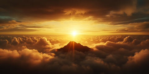 Dawn Light on a Celestial Mountain Peak with Floating Islands and Detailed Textures