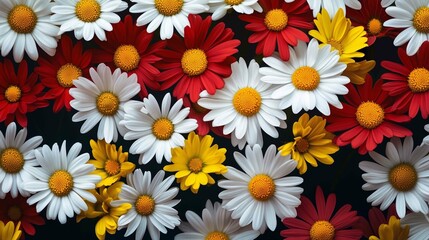 Red white flowers display gradient yellow computer soft texture daisy tones black background dreamy color greed daisies grey venetian
