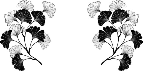 Black ginko twigs frame