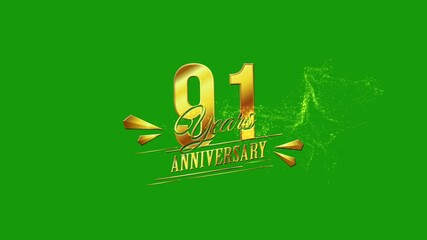 Happy Anniversary Motion Graphics Video, 91 Years Anniversary, Happy 91th Anniversary, Green Screen 91 Years Anniversary Video, Celebrate 91th Wedding Anniversary Text Animation For You