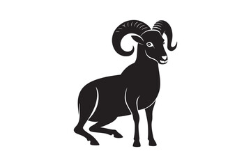 Mountain Bighorn Sheep Silhouette Vector