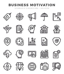 Simple Set of Business Motivation Related Vector Lineal Icons.