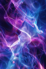 Obraz premium close up vertical abstract illustration. of glowing colorful smoke flowing stream