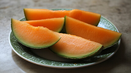 Juicy melon wedges with smooth, rich green flesh served