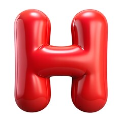 Red letter H balloon 3D render icon isolated on white background