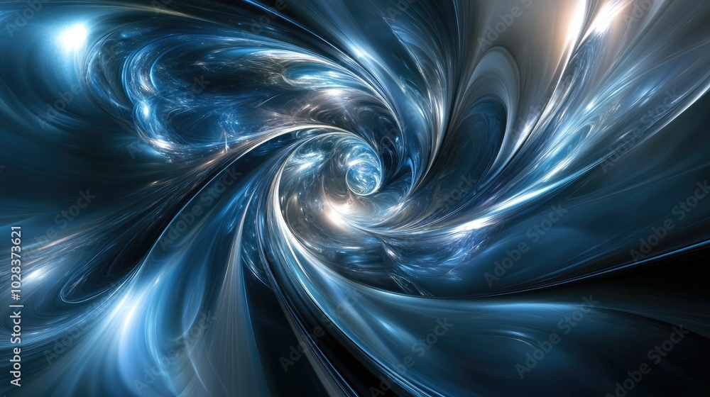 Fototapete a dynamic abstract image featuring swirling blue patterns and bright lens flares, conveying energy a
