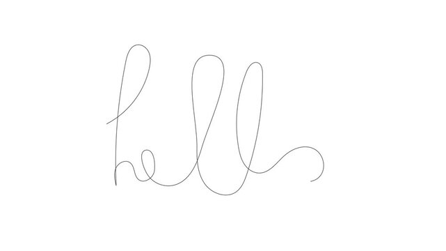 hello word monoline on white background animation video