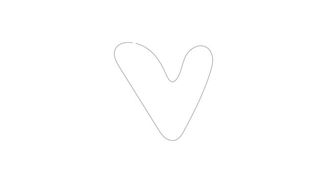 heart monoline animation on white background video