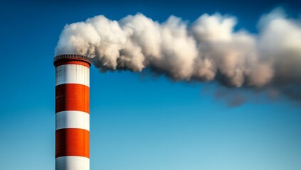 Factory with Smokestacks Emitting Steam