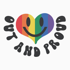 Out and proud svg retro t shirt design