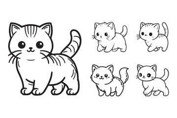 Black and white artwork of a playful cat in a standing stance