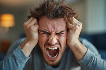 Mad Person In Stress At Home, Generative AI