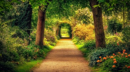 Garden alley in springtime.
