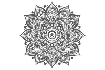Mehendi Mandala: A Black and White Silhouette Illustration