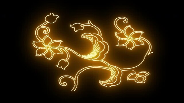 a Javanese batik design with floral motifs and curves of yellow plants