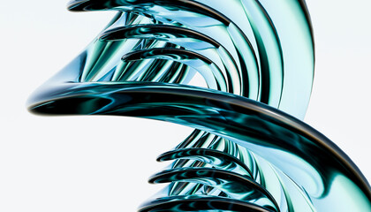 3D rendering of spiral glass pattern over white background