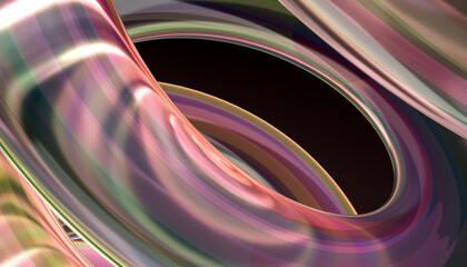 3D rendering of multi colored shiny chrome