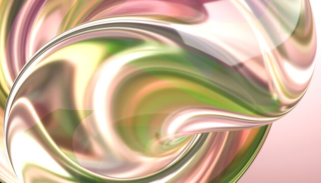 3D rendering of colorful chrome over pink background