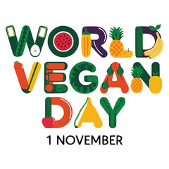 Naklejka premium World Vegan Day November 01