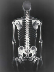 Full-Body Skeleton X-ray Image Showing Bone Structure