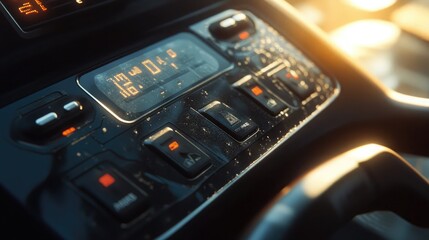 Obraz premium Close-Up of Car Dashboard Controls and Buttons