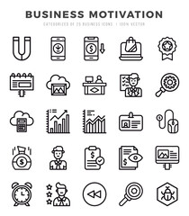 Collection of Business Motivation 25 Lineal Icons Pack.