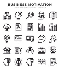 Set of 25 Business Motivation Lineal Icons Pack.