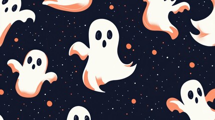 Cute Ghost Halloween seamless pattern background