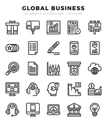 Global Business icons set. Vector illustration.