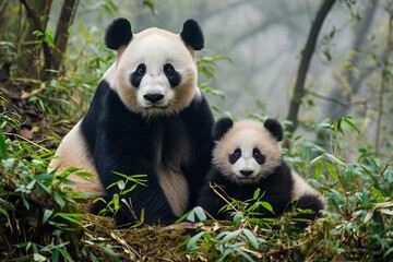 Fototapeta premium panda eating bamboo
