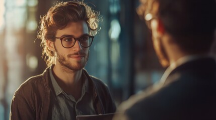 Fototapeta premium berater erklÃ¤rt einer kunden etwas in einem freundlichen gesprÃ¤ch