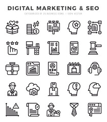 Digital Marketing & SEO icons set. Vector illustration.