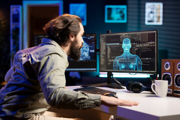 Self aware AI gaining anthropomorphic form inside cyberspace, shocking stupefied software...