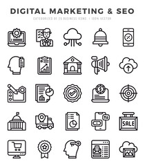 Digital Marketing & SEO icons set for website and mobile site and apps.
