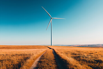 Wind Turbines, Renewable Energy Wind Farm in Scenic Landscape