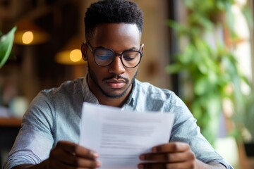 Man Reading Debt Collection Letter, Generative AI